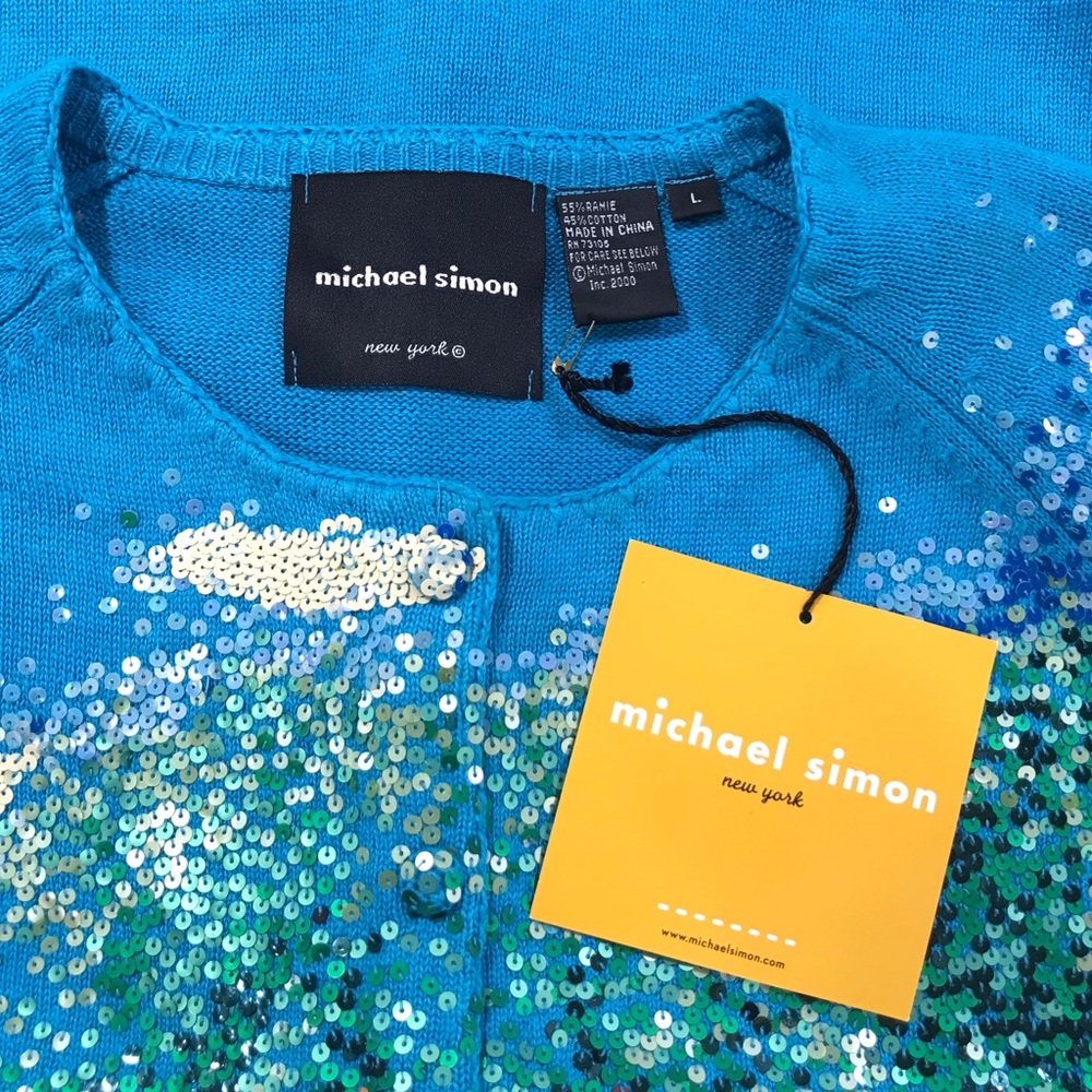 Vintage Michael Simon Seurat Painting Cardigan Sweater - Women’s Large NWT - Picture 8 of 10